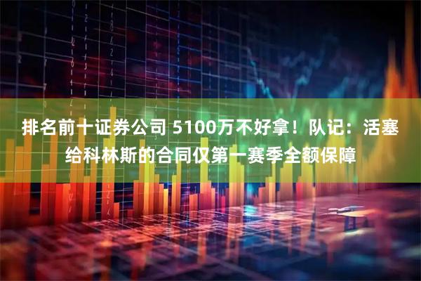 排名前十证券公司 5100万不好拿！队记：活塞给科林斯的合同仅第一赛季全额保障